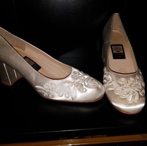 White WEDDING Dyeable Satin Shoes